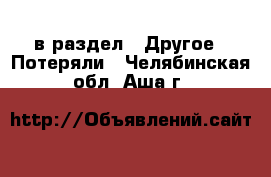  в раздел : Другое » Потеряли . Челябинская обл.,Аша г.